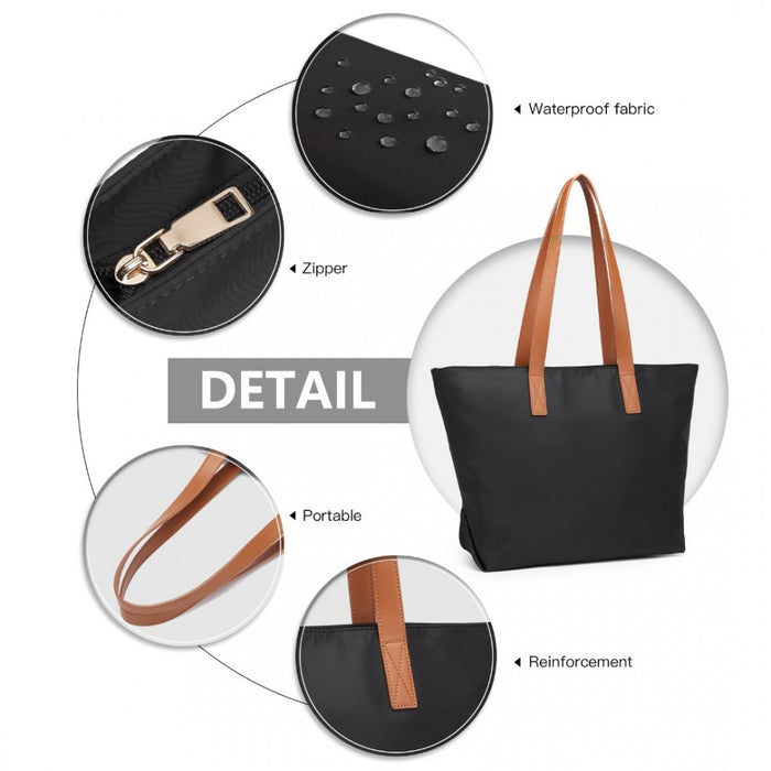 Casual Waterproof Shopping Tote Bag – Black