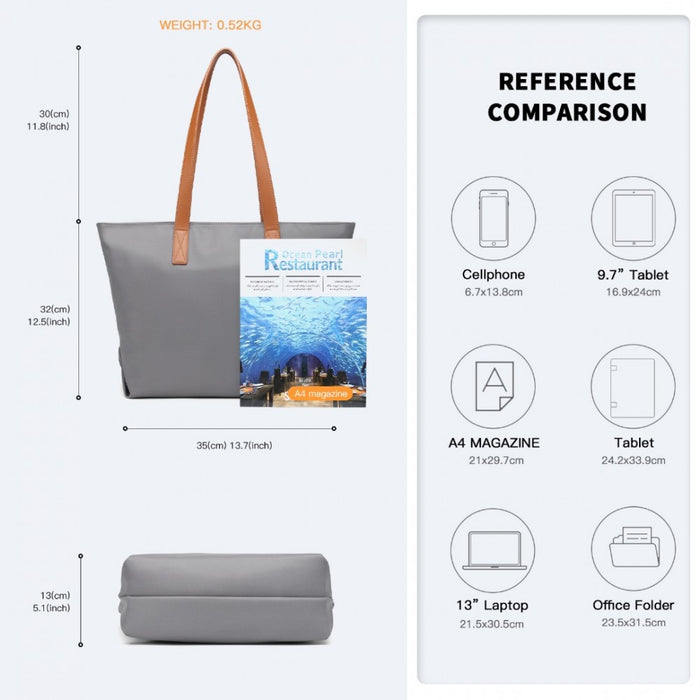 Casual Waterproof Shopping Tote Bag – Grey