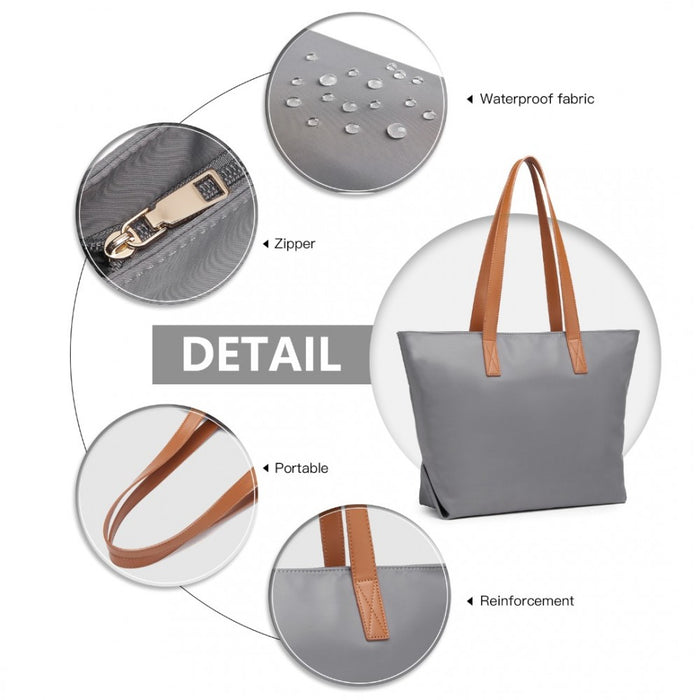 Casual Waterproof Shopping Tote Bag – Grey