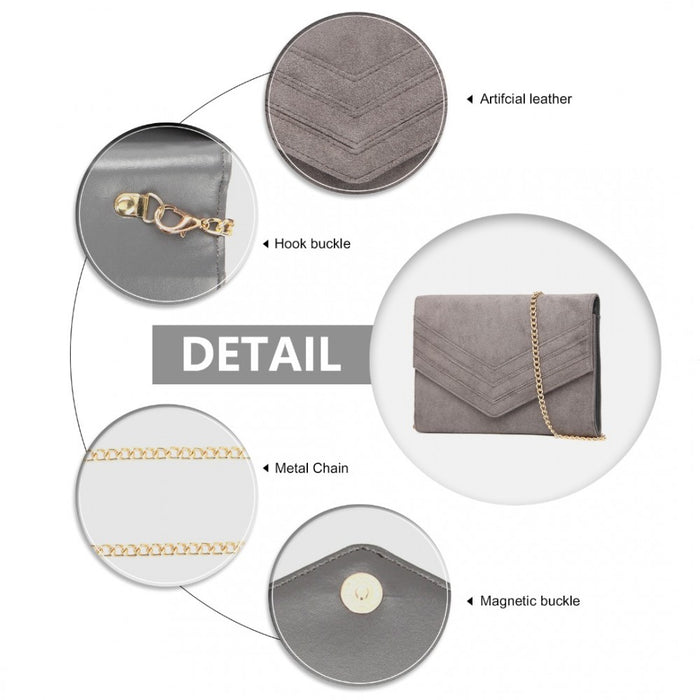 Chevron Envelope Clutch Bag – Grey