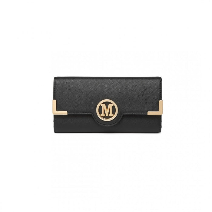 PU Leather Classic Long Purse – Black