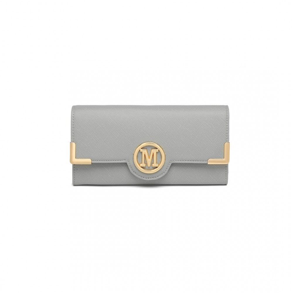 PU Leather Classic Long Purse – Grey