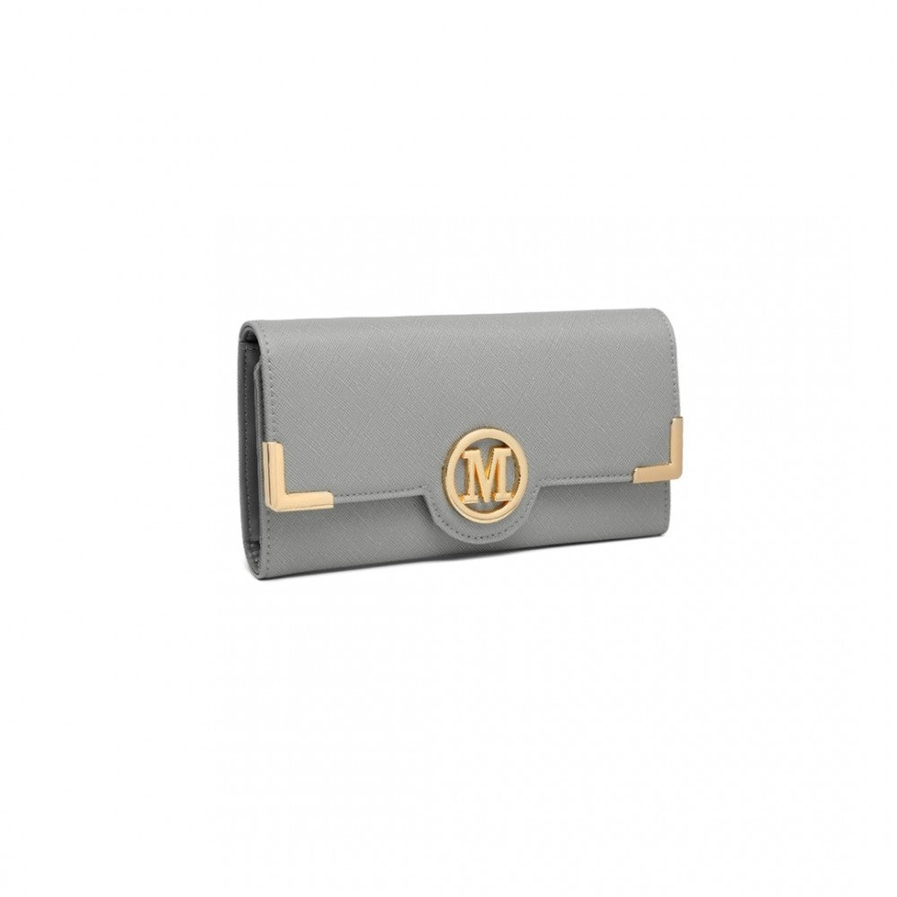 PU Leather Classic Long Purse – Grey