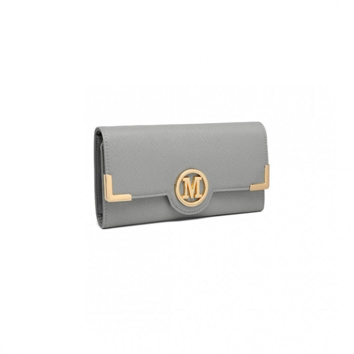 PU Leather Classic Long Purse – Grey