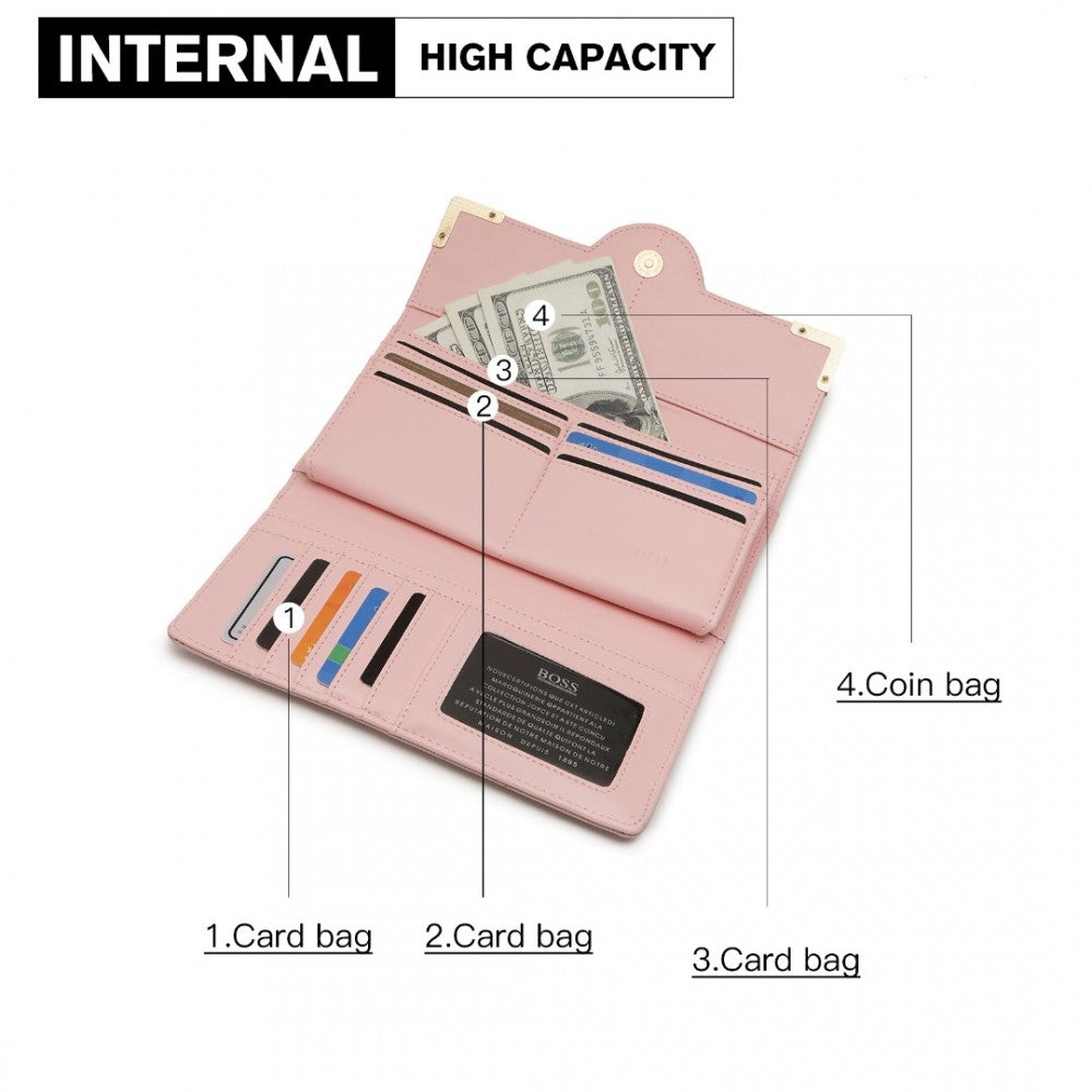 PU Leather Classic Long Purse – Pink