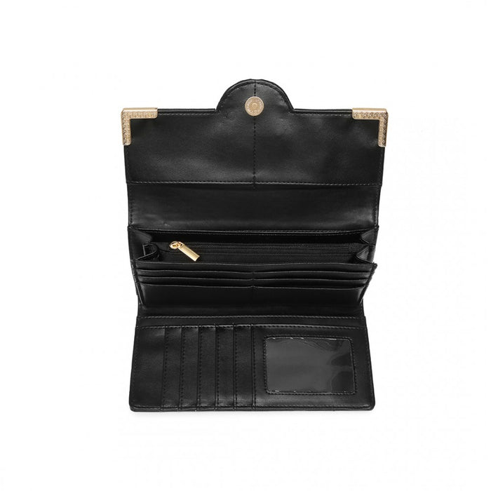 PU Leather Classic Long Purse – Black