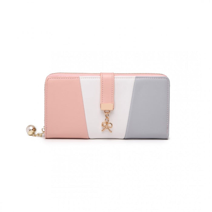 Tri Colour Women's PU Leather Purse – Grey