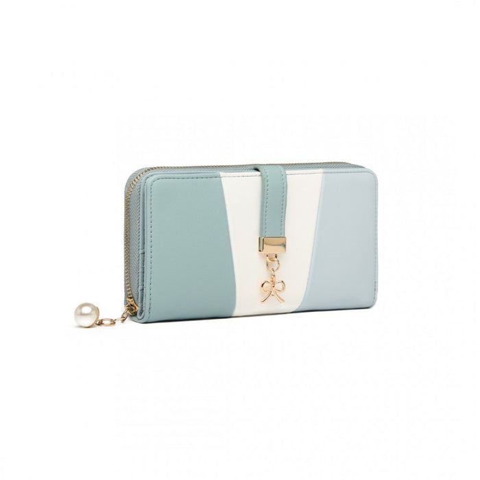 Tri Colour Women's PU Leather Purse – Light Blue