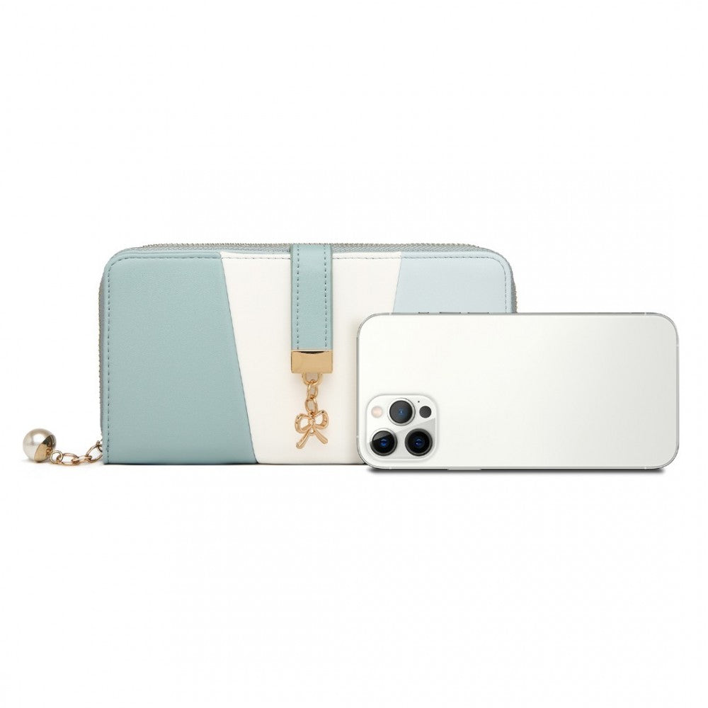 Tri Colour Women's PU Leather Purse – Light Blue