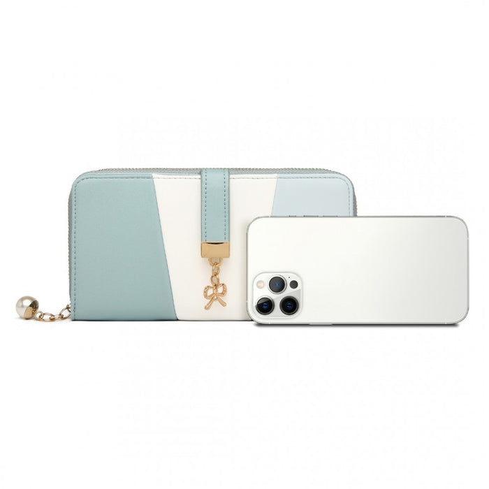 Tri Colour Women's PU Leather Purse – Light Blue
