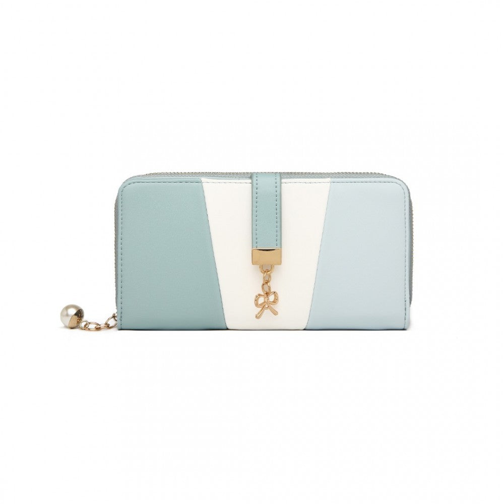 Tri Colour Women's PU Leather Purse – Light Blue