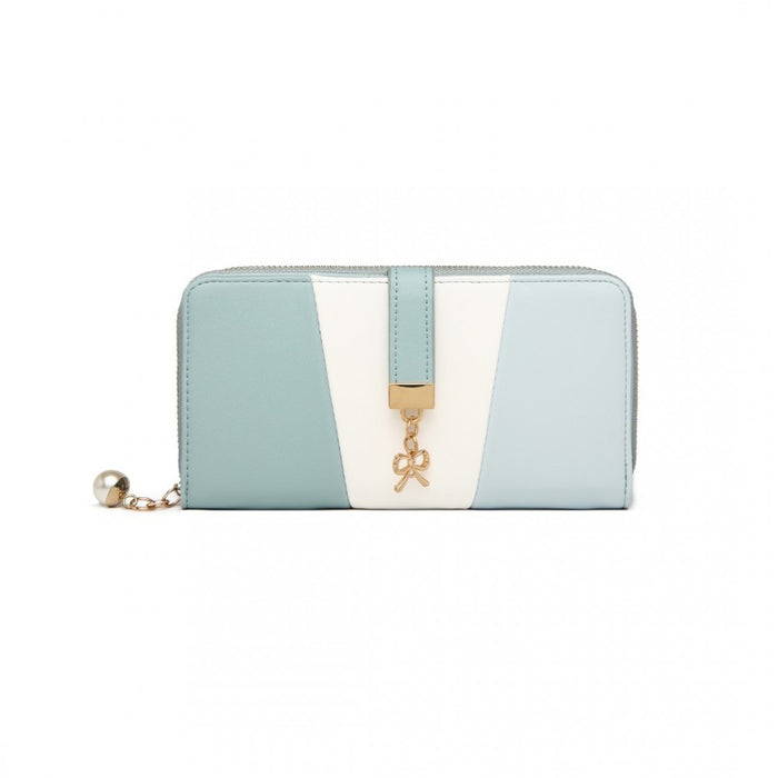 Tri Colour Women's PU Leather Purse – Light Blue
