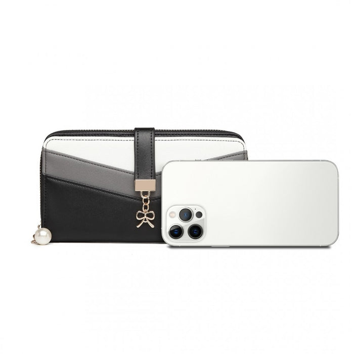 Mixed Colour Women's PU Leather Clutch Purse – Black
