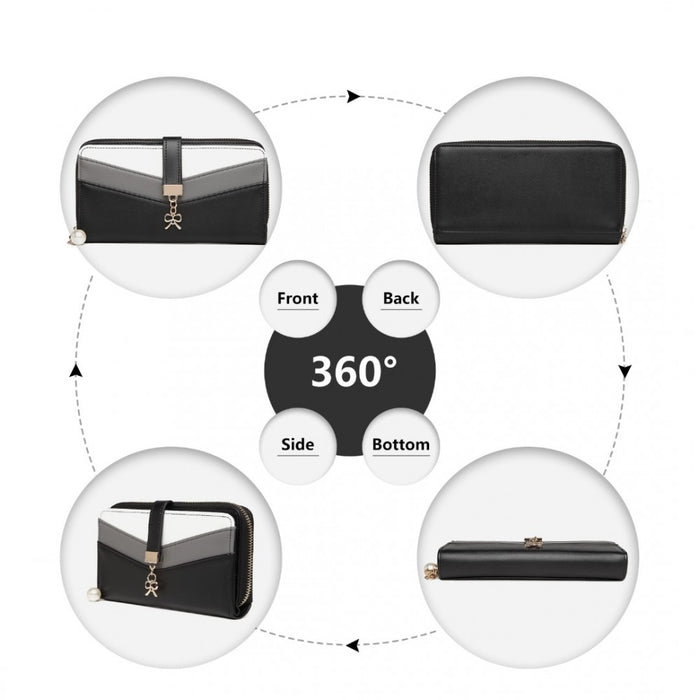 Mixed Colour Women's PU Leather Clutch Purse – Black