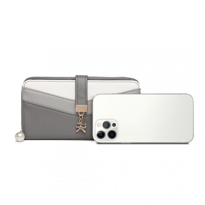 Mixed Colour Women's PU Leather Clutch Purse – Grey
