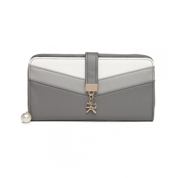 Mixed Colour Women's PU Leather Clutch Purse – Grey