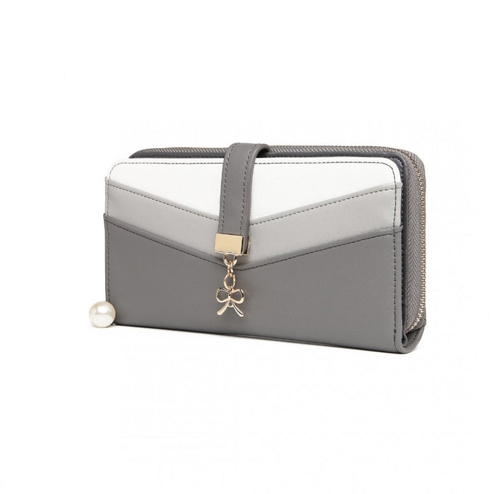 Mixed Colour Women's PU Leather Clutch Purse – Grey