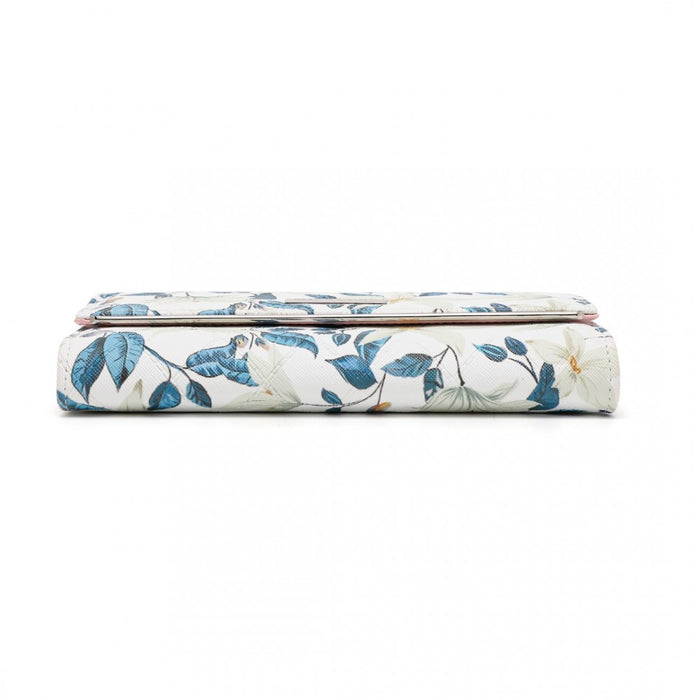 Women's Flower Printed PU Leather Long Purse – Beige