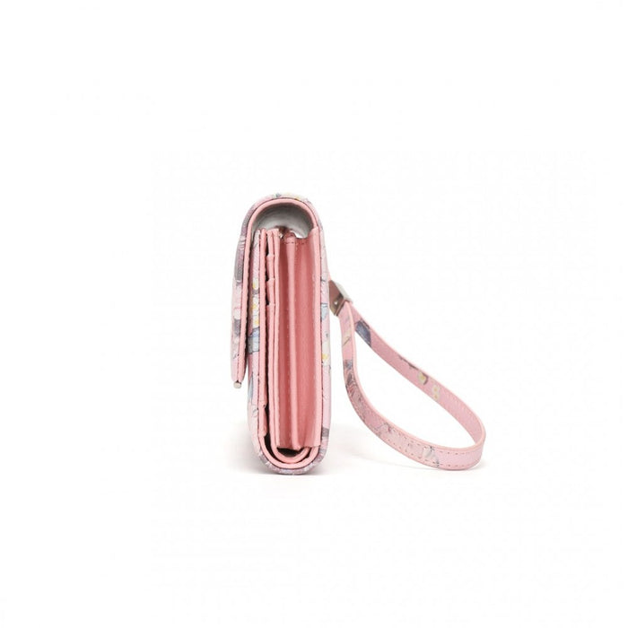 Women's Flower Printed PU Leather Long Purse – Pink