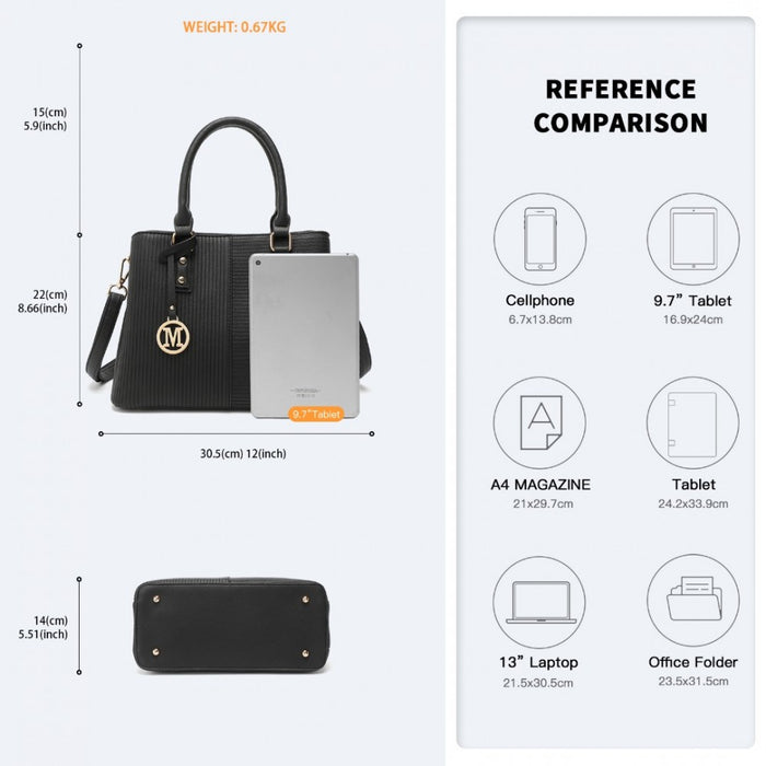 Modern Elegance PU Leather Lady's Tote – Black
