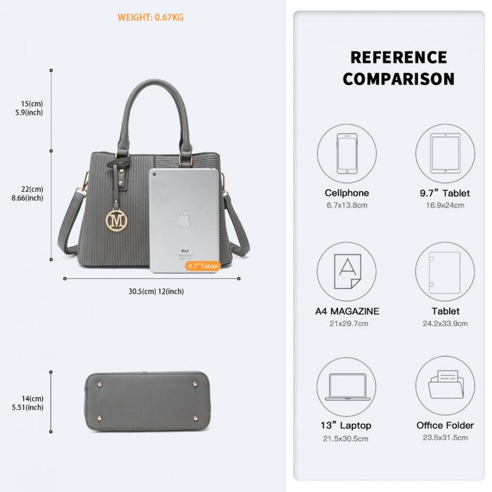 Modern Elegance PU Leather Lady's Tote – Grey