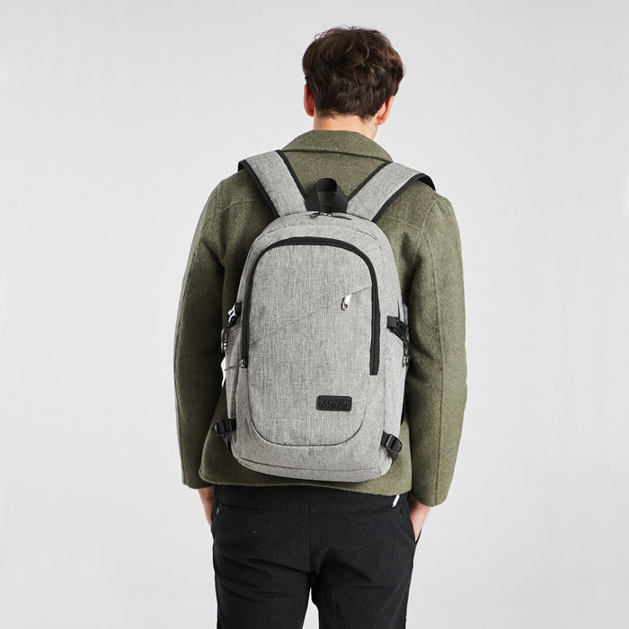 Business Laptop Backpack with USB Charging Port – Grey