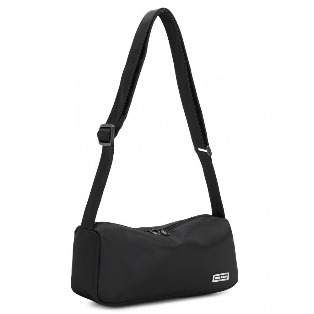 Vintage Lightweight Water-Resistant Crossbody Bag – Black