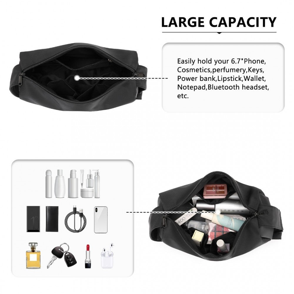 Vintage Lightweight Water-Resistant Crossbody Bag – Black