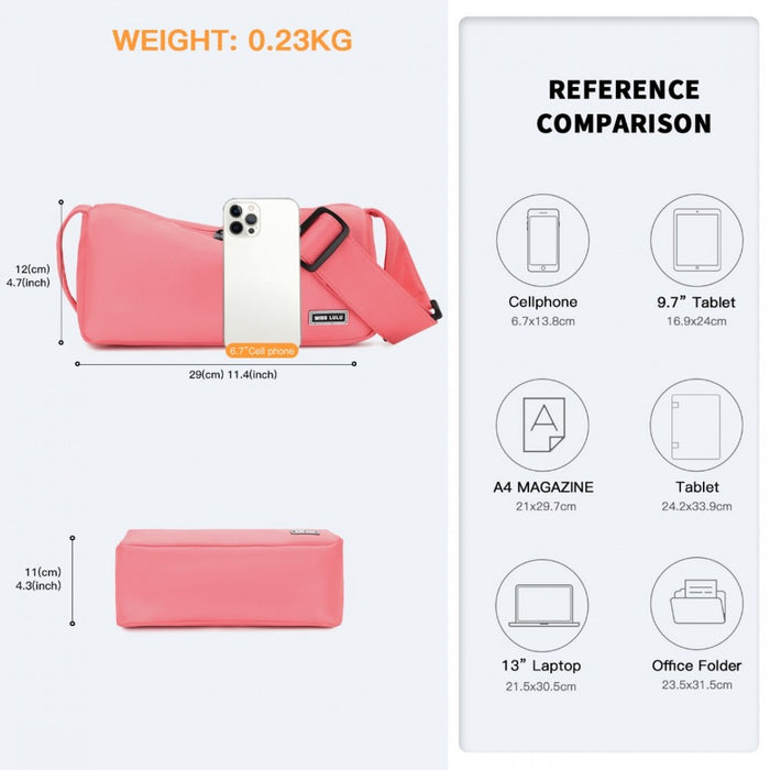 Vintage Lightweight Water-Resistant Crossbody Bag – Pink