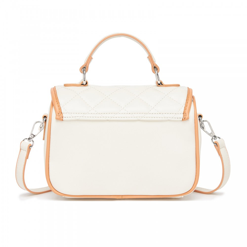 Quilted PU Leather Crossbody Handbag with Secure Lock and Everyday Storage – Beige