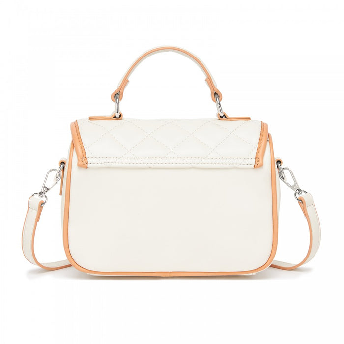Quilted PU Leather Crossbody Handbag with Secure Lock and Everyday Storage – Beige