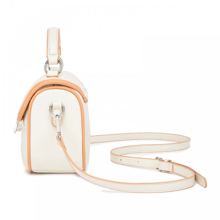 Quilted PU Leather Crossbody Handbag with Secure Lock and Everyday Storage – Beige