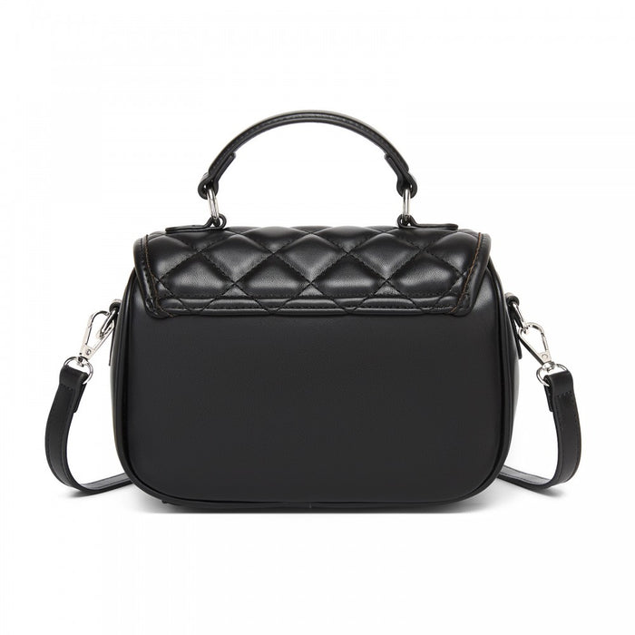 Quilted PU Leather Crossbody Handbag with Secure Lock and Everyday Storage – Black