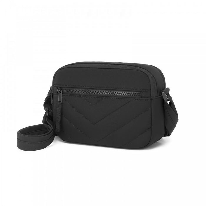 Women's Crossbody Bag, Multi-Zip Pockets Compact Daily Shoulder Bag – Black