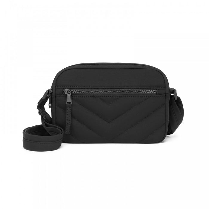 Women's Crossbody Bag, Multi-Zip Pockets Compact Daily Shoulder Bag – Black