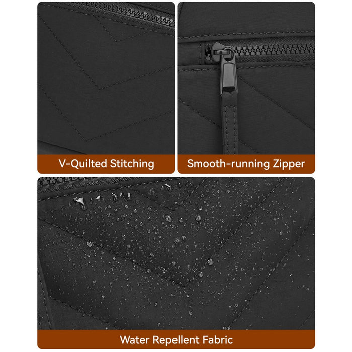 Women's Crossbody Bag, Multi-Zip Pockets Compact Daily Shoulder Bag – Black