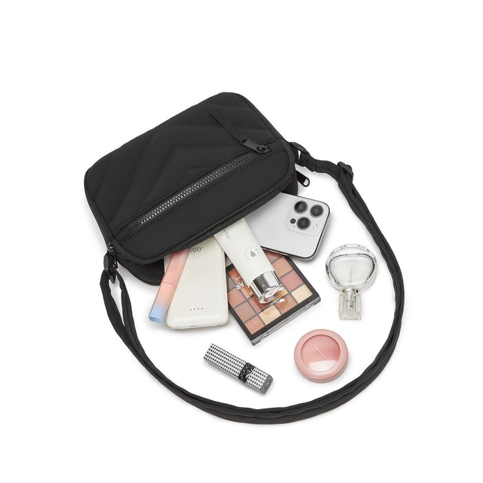 Women's Crossbody Bag, Multi-Zip Pockets Compact Daily Shoulder Bag – Black