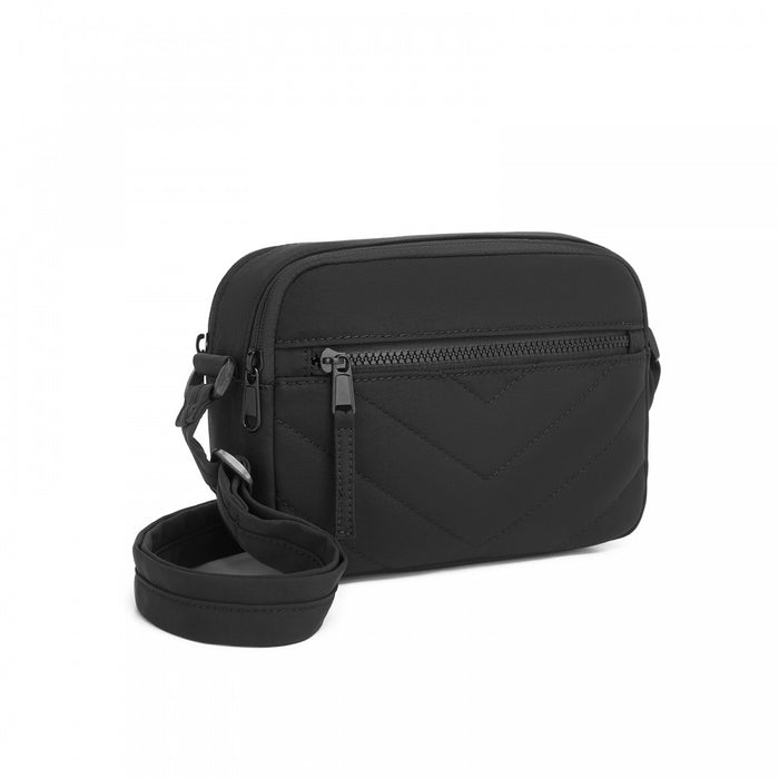 Women's Crossbody Bag, Multi-Zip Pockets Compact Daily Shoulder Bag – Black