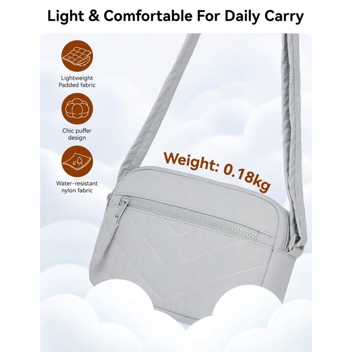 Women's Crossbody Bag, Multi-Zip Pockets Compact Daily Shoulder Bag – Light Grey