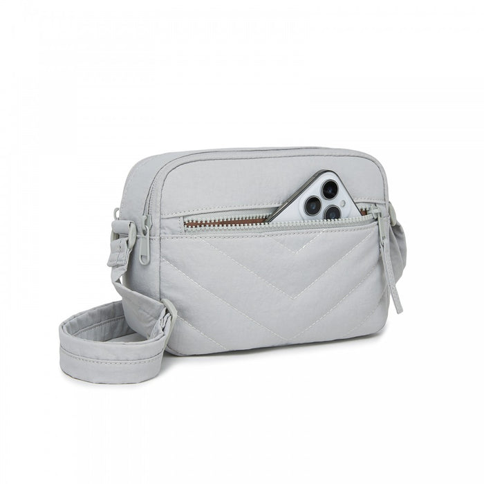 Women's Crossbody Bag, Multi-Zip Pockets Compact Daily Shoulder Bag – Light Grey