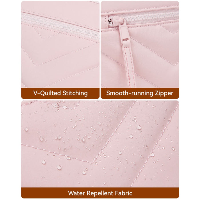 Women's Crossbody Bag, Multi-Zip Pockets Compact Daily Shoulder Bag – Pink