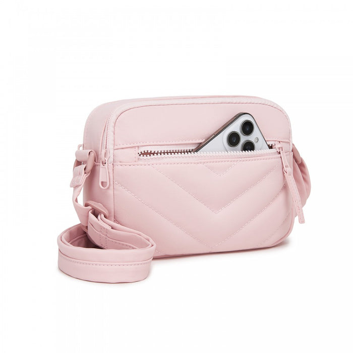 Women's Crossbody Bag, Multi-Zip Pockets Compact Daily Shoulder Bag – Pink