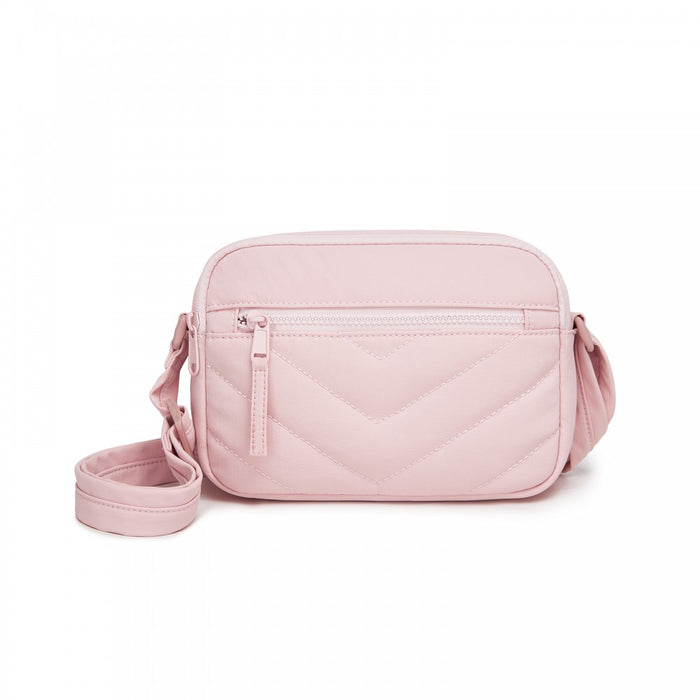 Women's Crossbody Bag, Multi-Zip Pockets Compact Daily Shoulder Bag – Pink