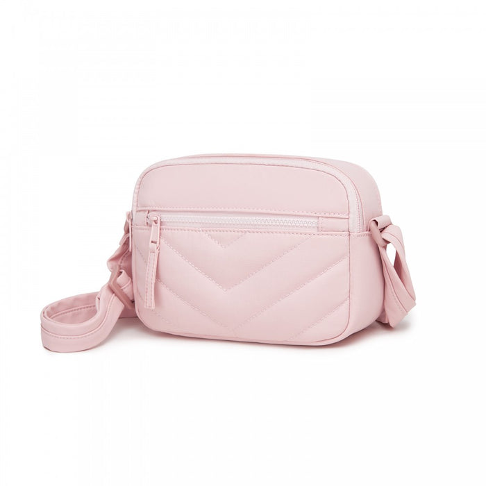 Women's Crossbody Bag, Multi-Zip Pockets Compact Daily Shoulder Bag – Pink