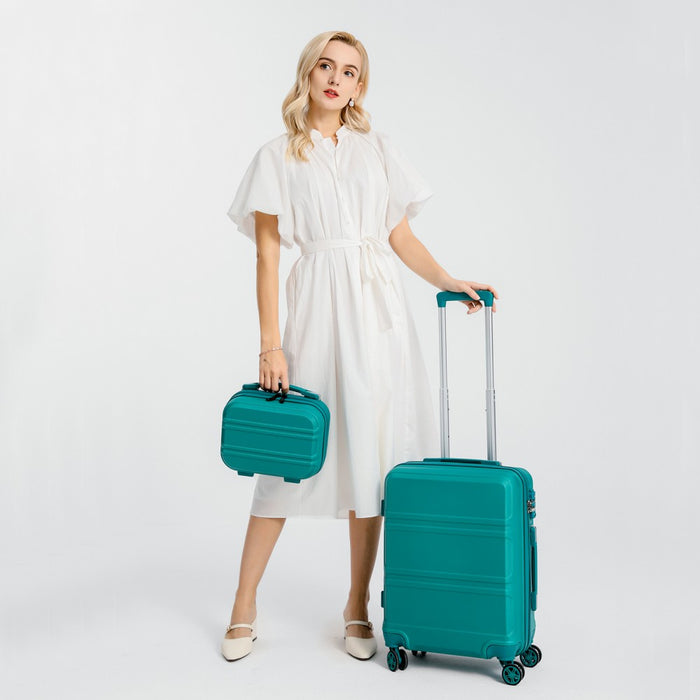 ABS 4 Wheel Suitcase Set with Vanity Case – Coral