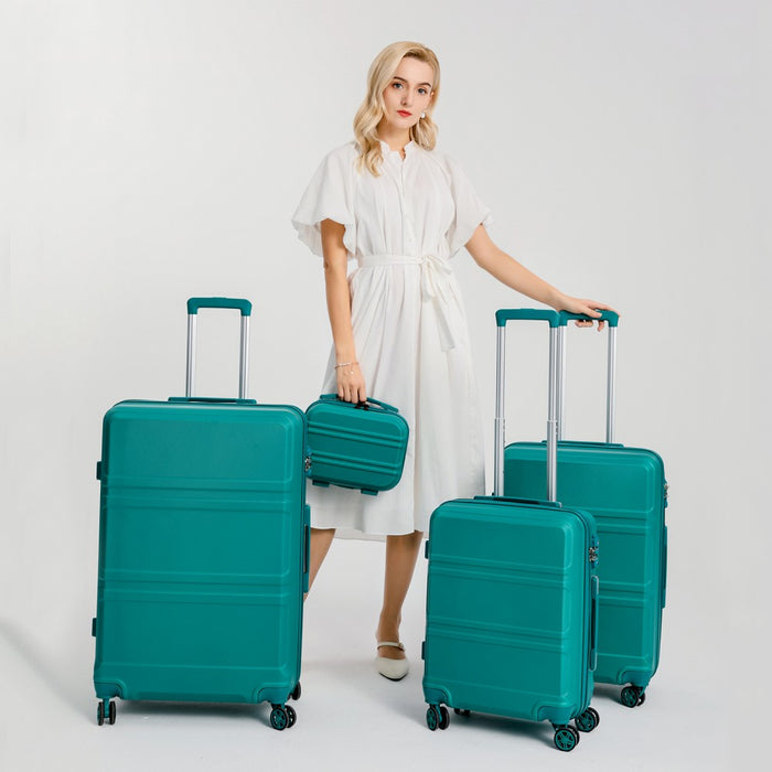ABS Sculpted Horizontal Design Cabin Luggage – 20-Inch – Teal