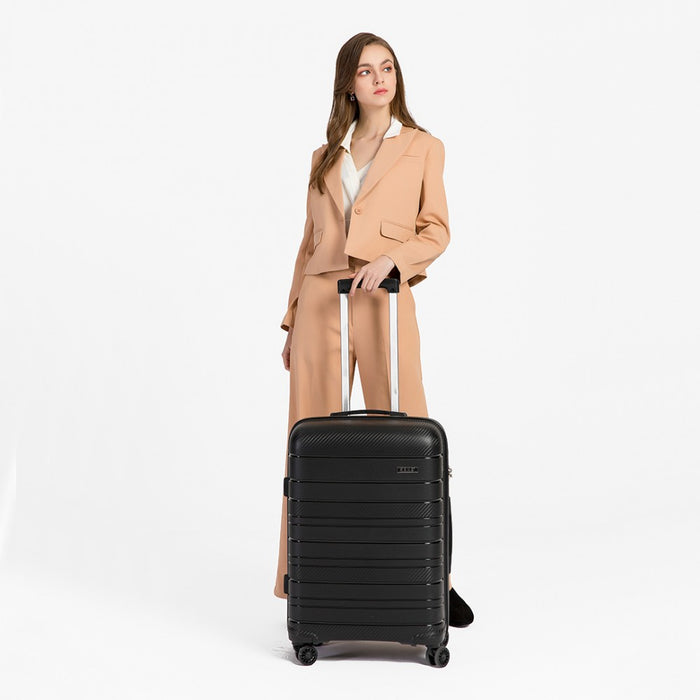 3-Piece Multi-Texture PP Hard Shell Suitcase Set – Classic Collection – Black