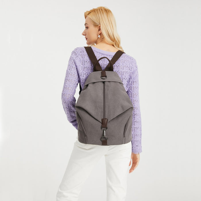 Fashion Anti-Theft Canvas Backpack – Grey
