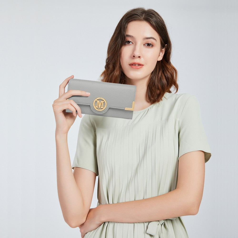 PU Leather Classic Long Purse – Grey