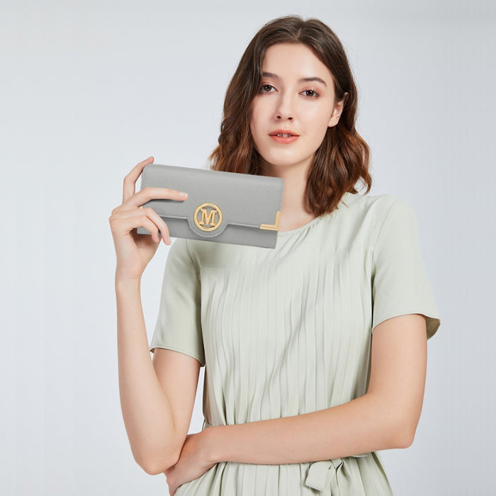 PU Leather Classic Long Purse – Grey